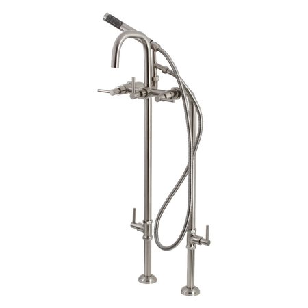 AQUA VINTAGE CCK8408DL Freestanding Tub Faucet with Supply Line, Stop Valve, Brushed Nickel CCK8408DL